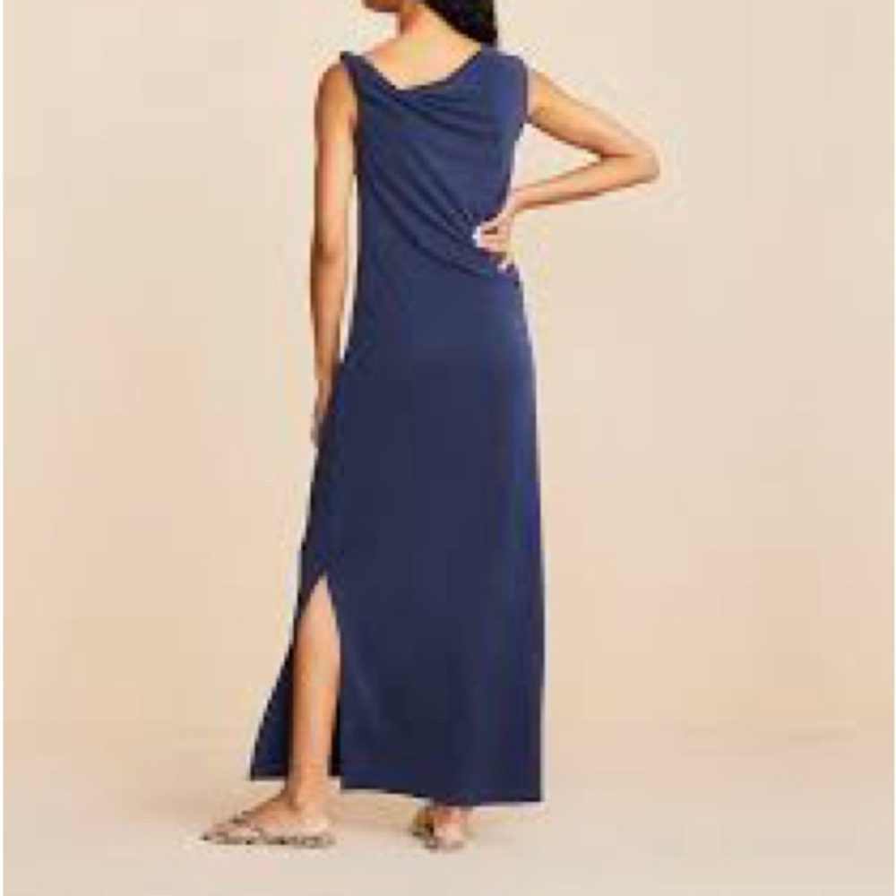 NWT Lou & Grey Sandwashed Modal Blend Navy Blue Shoulder Twist Dress - XL - Picture 2 of 11